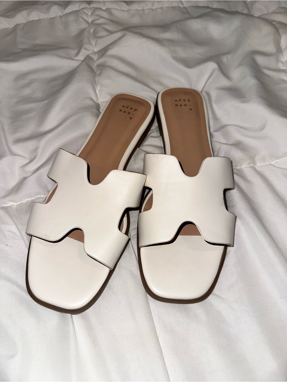 a new day White Slide Sandals with Cutout Upper
